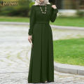ZANZEA Muslimah Wanita Muslim Dubai Islam Abaya Pakaian Maxi Panjang Kaftan Pakaian Parti Koktel. 
