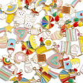 4Pcs Metal Enamel Rainbow Cake Charms Pendant For DIY Jewelry Making Necklace Bracelet Accessories.