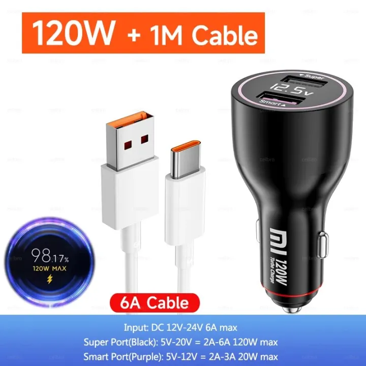 120W%20Xiaomi%20Dual%20USB%20Car%20Charger%2067W%206A%20Turbo%20Fast%20Charging%20Adapter%20For%20Mi%2014%2013%2013T%2012%20Pro%20Redmi%20Note%20K60%20Phone%20Charge%20Cable%20-%20Image%207