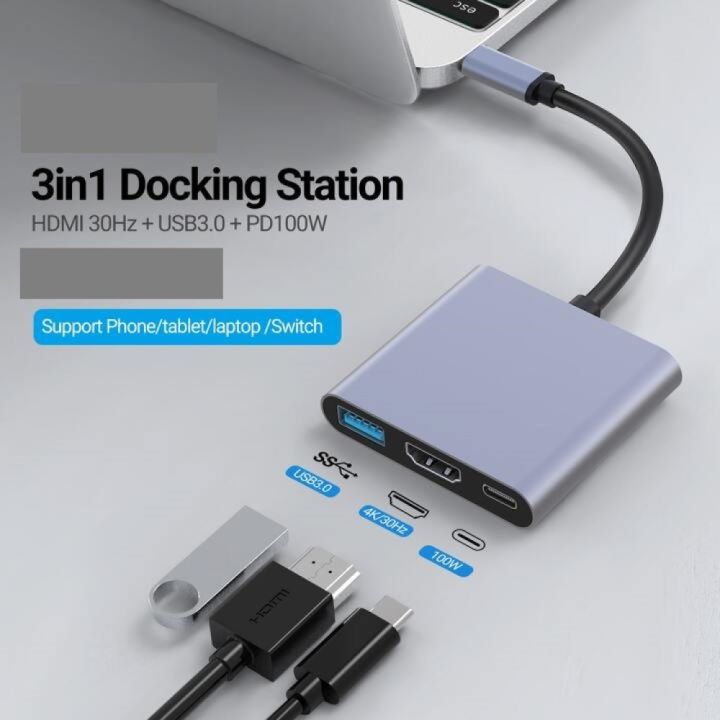 3 In 1 Multiport Adapter USB Type C HDMI USB 3.1 Converter | Daraz.com.bd