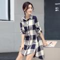 Plaid Loose-Fitting Shirt Mid-Length Fashion Large Size Women's Shirt Spring and Autumn New Korean Slim Fit Sun Protective Clothes Coat.