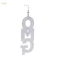 2x cool Acrylic Large OMG Letters Dangle Drop Earring Hip. 