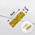 3x1cm Warranty void seal tamper proof stickers Security Hologram sticker labels with serial number Gold.