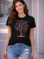 Fashion Tops Ladies Short Sleeve Casual Girl's Print Cotton&Polyester new T-Shirt For women. 