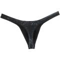 Men Oil Shiny Thong Leather Panties Like T-back Underwear Male Stretchy G-string Solid Mini Bikini Thong Bulge Pouch Pants.