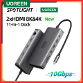 UGREEN USB C HUB 8K30Hz 4K60Hz USB C to 2xHDMI 2.1 RJ45 USB 3.0 PD Adapter for Macbook iPad M2 M1 PC Accessories USB C Splitter.