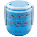 National Polymer Lunch Box 3 Step With Handle Blue Color For Safe And Hot Food.