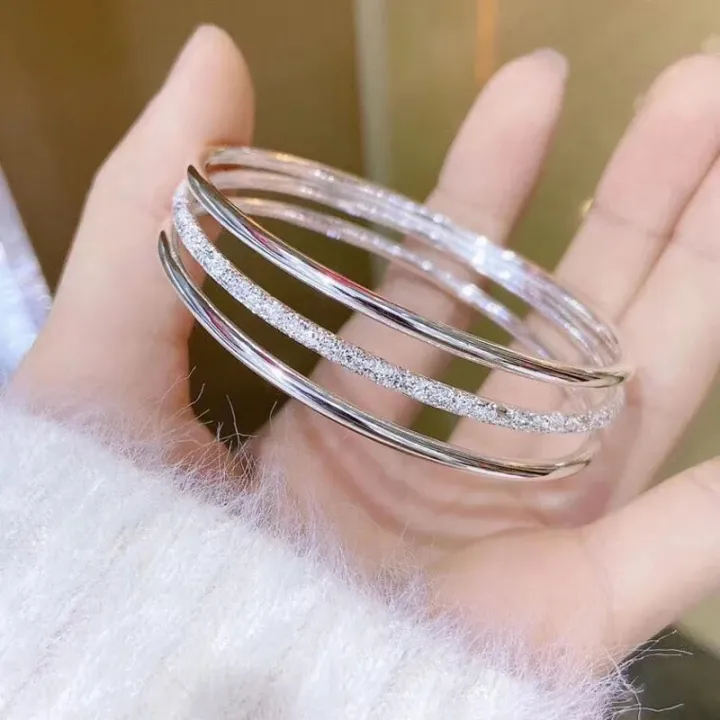 New%20925%20Sterling%20Silver%20Bracelet%203pcs%20Charm%20Simple%20Style%20Bracelet%20Birthday%20Party%20Gift%20Fashion%20Jewelry%20For%20Women%20-%20Image%202