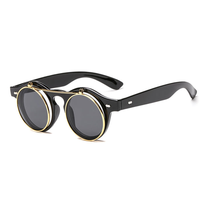 Round%20Outdoor%20Flip%20Up%20Lens%20Sunglasses%20Retro%20Steampunk%20Glasses%20Eyewear%20-%20Image%202