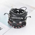 Trendy Imported 5 Pcs Multilayer Handmade European Leather Bracelet Charms Beads for Men Women Unisex Punk Wrist Hand Bands. 