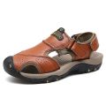 ZUNYU New Male Shoes Leather Men Sandals Summer Men Shoes Beach Sandals Man Fashion Outdoor Casual Sneakers Size 48.
