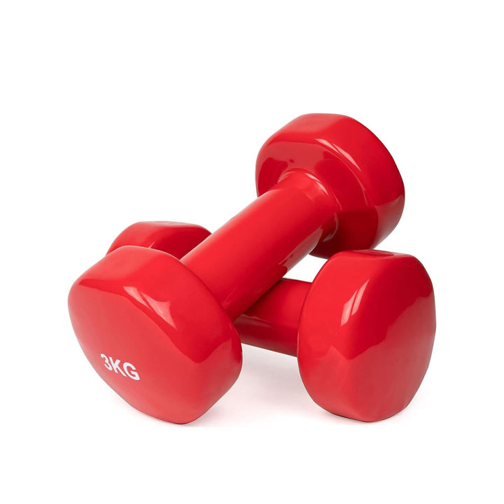 Vinyl Dumbbell 3 Kg with Pair - Red