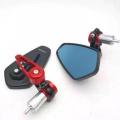 CNC Aluminum Universal Handle End Looking Glass set for Motorcycle . Red.
