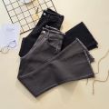 Black bootcut high-waisted jeans women's stretch slim slim hot girl straight leg loose wide-leg raw flared pants tide. 