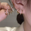 Rhinestone Four-claw Row Earrings Female Simple Korean Shiny Earrings Party. 