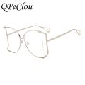 QPeClou 2020 New Luxury Pearl Sunglasses Women Fashion Oversized Metal Hollow Sun Glasses Ladies Clear Glasses Frame Spectacles.