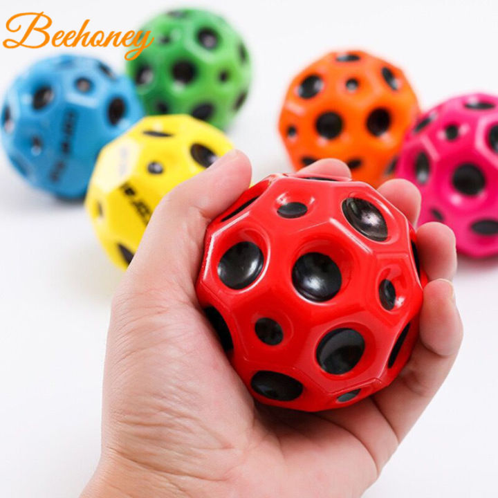 Kids Bouncy Ball Useful Hole Ball Soft Bouncy Ball Anti-fall Moon Shape Porous Indoor Toy Ergonomic Design