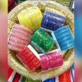 velvet kacher bangles package 1 (set of 7) bangles for girls. 