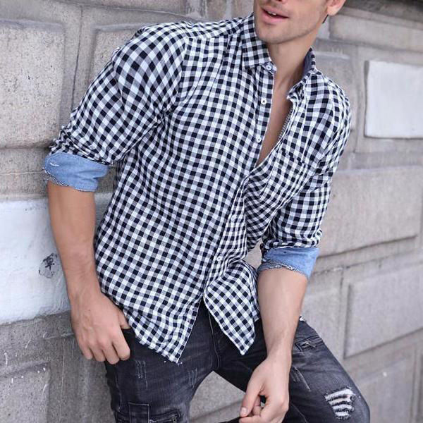 Trendy%20Black%20&%20White%20Check%20Long%20Sleeve%20Casual%20Shirt%20-%20Shirt%20-%20Image%202