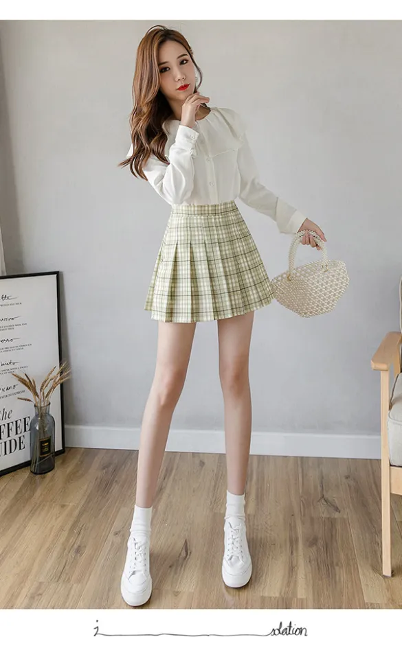 Women Skirts 2022 Summer New Korean High Waist Plaid A Line Kawaii Mini Skirt School Girls Cute Pleated Skirt with Zipper Daraz .bd