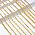 Popular various styles of 18K gold plated jewelry minimalist hip hop Cuban Figaro chain twisted simple flat chain necklaces.