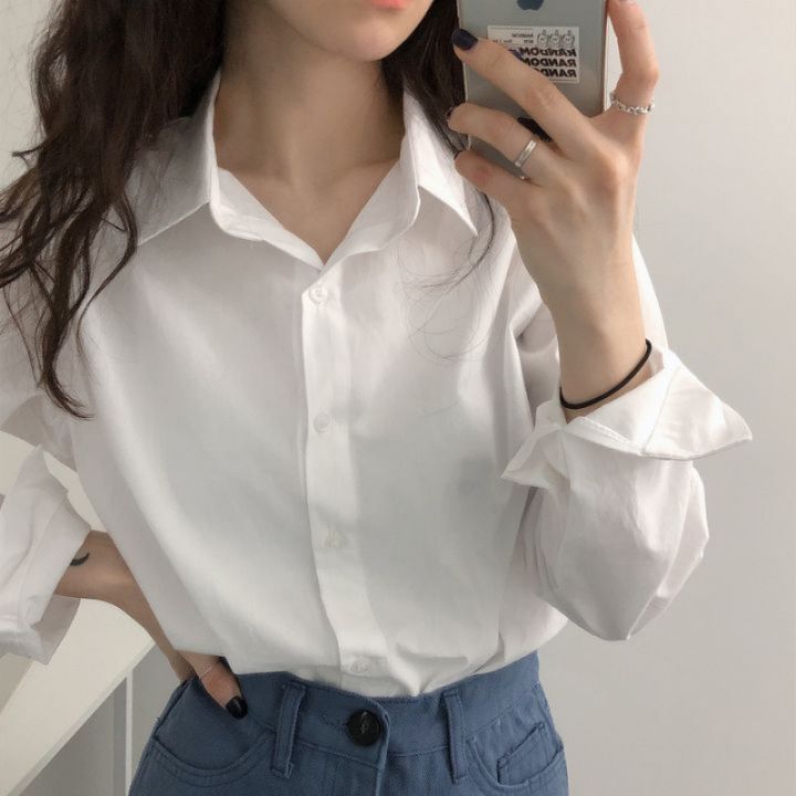 Spring%20and%20Autumn%20New%20Pure%20Color%20Korean%20Style%20Long-Sleeved%20Shirt%20Women's%20Design%20Sense%20Minority%20All-Match%20Casual%20Overshirt%20-%20Image%206