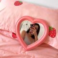 2023Mini Love Makeup Mirror Desktop Makeup Mirror Wall Mount Dual Purpose Makeup Mirror Decorate Christmas Heart-shaped Mirror. 