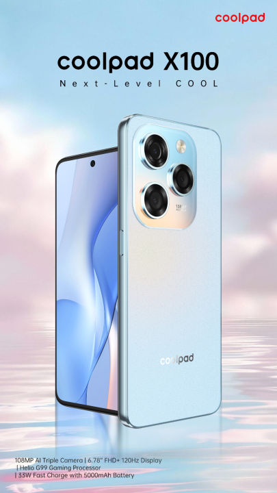 Coolpad X100 Smartphone (Blue) – 6.78” FHD+ 120Hz Display, 16GB RAM (8+8), 256GB ROM, Helio G99, 108MP Triple Camera, 5000mAh Battery