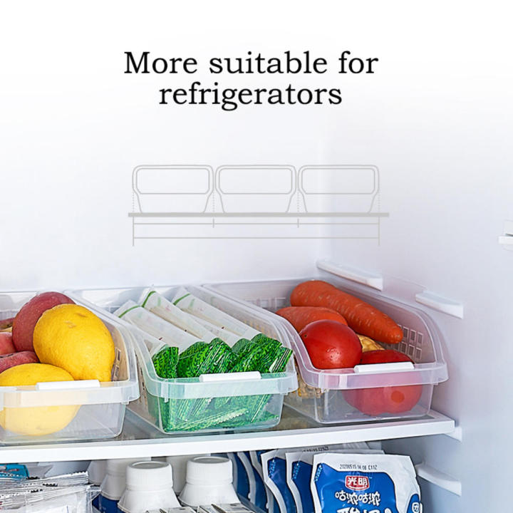 Transparent Refrigerator Storage Box Ventilated Food-Safe Plastic Storage Container Stackable Compartmental Vegetable Storage Basket for Fridge Storage Space Saving Food Organization