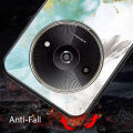 Biruiqu For Redmi A3X Shockproof Fashion Marble Tempered Glass Back Case Cover. 