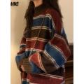 Y2k Aesthetic Sweaters O Neck Harajuku Pullover Womens Japanese Striped Jumpers Knitwear Autumn Grunge Contrast Color Pullovers. 