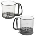 Hand Crank Flour Sifter Semi-Automatic One Hand Press Crank Sifter Plastic Sugar Powder Sieve Cup Practical Baking Tool for Home. 
