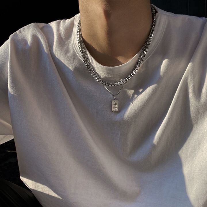 %E3%80%90Ready%20Stock%E3%80%91%20Love2Self%20X080%20Stainless%20Steel%20Non%20Tarnish%20Chain%20Necklace%20Double%20Layered%20Protrait%20Pendant%20Necklace%20for%20Men%20and%20Women%20-%20Image%204