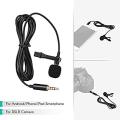 Clip-on Mic for Mobile Phone DSLR Camera PC with 3.5mm Jack, TRRS/TRS Adapter, 6m Cable, Metal Clip, Storage Bag, and LR44 Battery (Black).