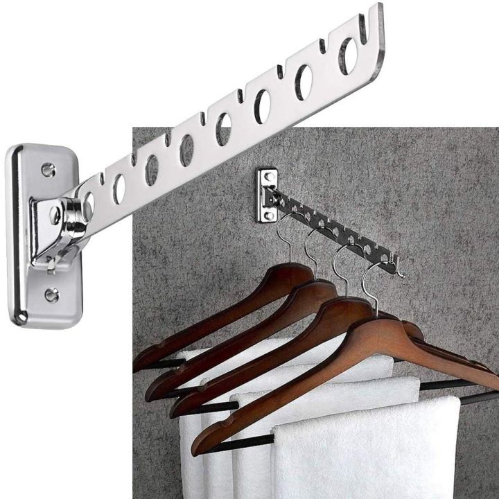 Folding%20Wall%20Mounted%20Clothes%20Hanger,%20Clothes%20Hook%20with%20Swing%20Arm%20Holder%20Clothing%20Hanging%20System,%20Closet%20Storage%20Organizer%20Heavy%20Duty%20Drying%20Rack(8%20Holes)%20,%20Wall-mounted%20drying%20rack%20-%20Silver%20-%20Image%209