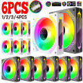 6-1pcs 120mm Rgb Case Fan Addressable Multifaceted Infinity Mirror Argb 1800 Rpm 5v 3pin Argb 12v 4pin Pwm Pc Case Fan. 