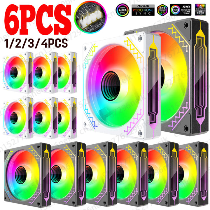 6-1pcs 120mm Rgb Case Fan Addressable Multifaceted Infinity Mirror Argb 1800 Rpm 5v 3pin Argb 12v 4pin Pwm Pc Case Fan