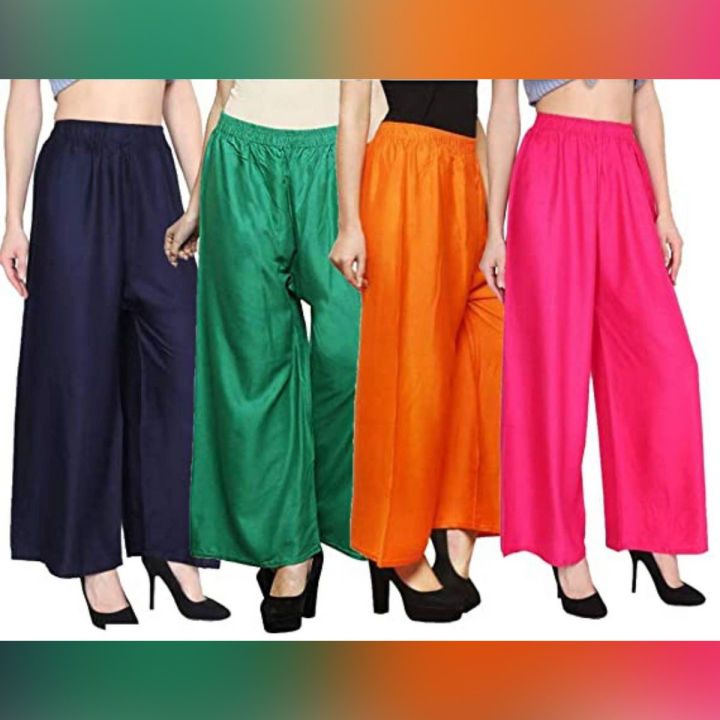 Plain Palazzo For Women China Linen Fabric multicolor - 1 Piece