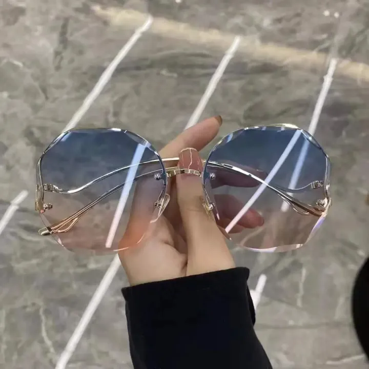 2022%20Rimless%20Sunglasses%20Women%20Ocean%20Water%20Cut%20Eyewear%20Women%20Men%20Trimmed%20Lens%20Metal%20Curved%20Temples%20Sun%20Glasses%20Female%20UV400%20-%20Image%203