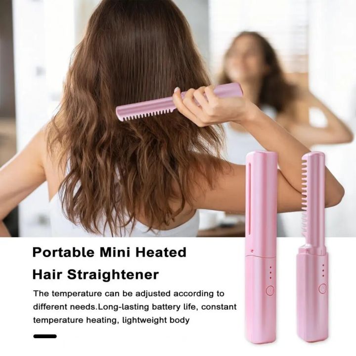 1Pc/2Pcs Hair Straightener Curler Comb 2-in-1 Wet Dry Straightening Comb 180-160-150 Degree Celsius Adjustable Heat Styling Tool