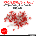 3MM Red Color LED Light 3mm Round LED bulb Emitting Diode For Electronics Project Indicator Light LED. 