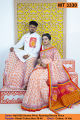 Exclusive Durga Puja Screen Print Couple Set Half Silk Saree, Panjabi & Dhoti for Men & Women. 