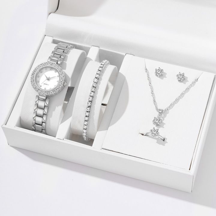 Upgrade%20Your%20Look%20with%20The%206Pcs%20Diamond%20Luxury%20Casuals%20Fashion%20Watch%20Set%20and%20Jewelry%20for%20Women%20Elegant%20Luxury%20Women%20Watch%20Party%20Matching%20Popular%20Jewelry%20-%20Image%203