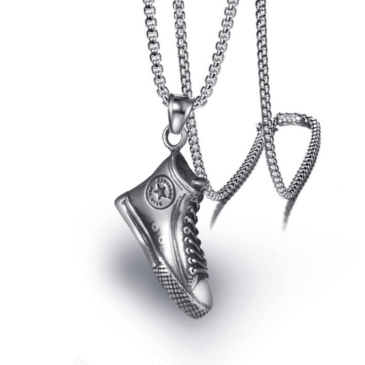 Personalized fashion sports aj shoe pendant retro punk men's titanium steel chain necklace shoe necklace sports jewelry