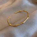 Punk Gold Color Bamboo Joint Open Cuff Bangles 2023 Trend Bracelet for Women Men Classic Charm Bracelet Couple Hand Jewelry Gift.