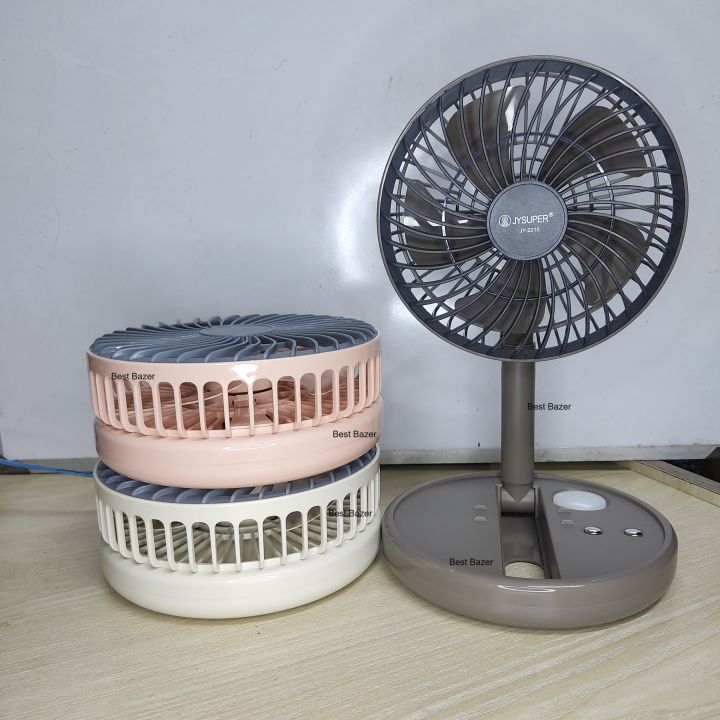 Jy Super JY-2215 Professional Rechargeable Portable Mini Folding Table Fan Strong Wind - AC/DC