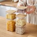 PET Plastic Food Sealed Storage Box with Bamboo Lid Coffee Beans Kitchen Storage Containers Kitchen Container Organizer.
