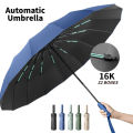 16K Double Bones Large Automatic Umbrella Men Womens Windproof Compact Folding Business Luxury Sun Rain Umbrella Travel Paraguas. 