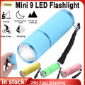 Mini Torch 9 LED Flashlight For Children Adult Aluminum Alloy Night Fishing LED Torch with Lanyard Outdoor Camping Light. 