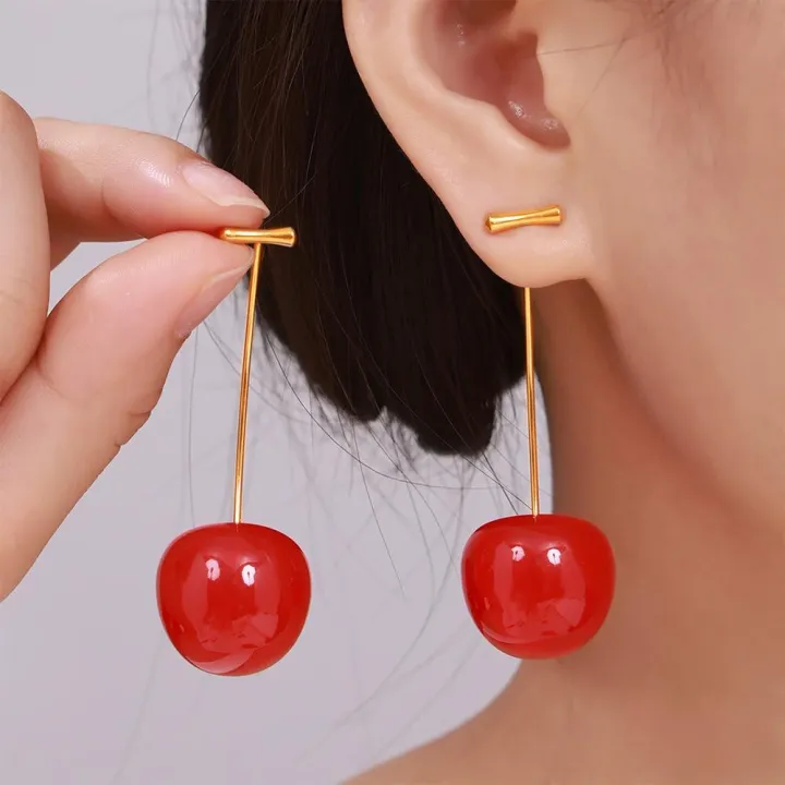 1%20Pair%20Cute%20Simulation%20Red%20Cherry%20Gold%20Color%20Fruit%20Stud%20Earrings%20Women%20Girl%20Gift%20Simple%20Drop%20Female%20Fashion%20Jewelry%20Accessories%20-%20Image%202